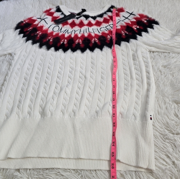 Tommy Hilfiger Women's Fair Isle Crewneck Cable Knit Winter Sweater NWT Medium - Picture 10 of 12